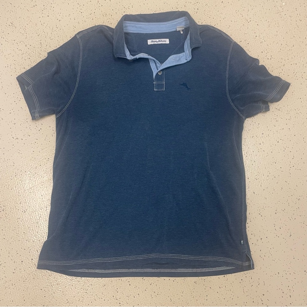 Tommy Bahama Navy Blue Paradise Cove Polo Shirt Size Large Tencel Soft